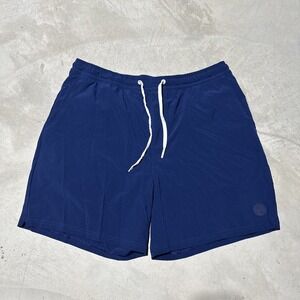 Rhoback Men's Lined  Gym Pool Swim Trunks Shorts Size XL Blue Drawstrings
